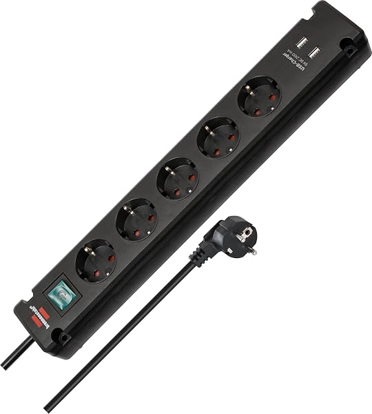 Brennenstuhl Bremounta 5-fach mit USB, schwarz, 3 m