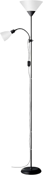 Brilliant Spari Deckenfluter mit Lesearm, schwarz/weiß, 93008/76