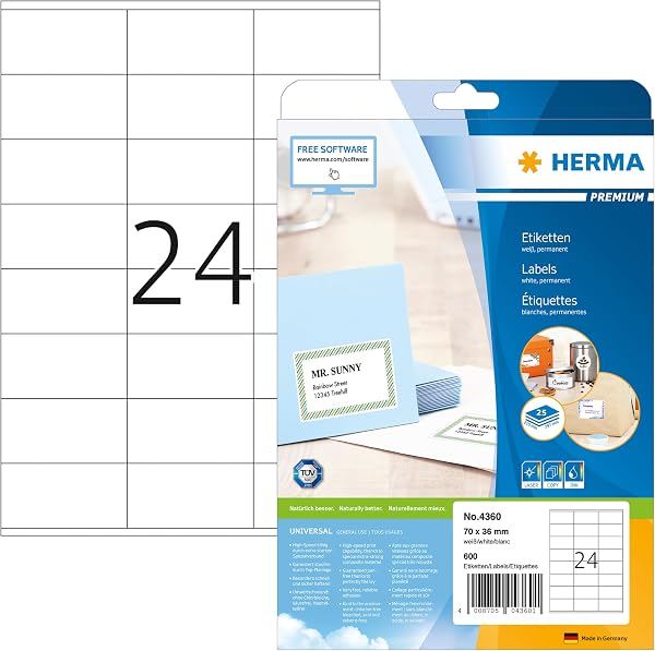 HERMA 4360 Etiketten, 70 × 36 mm, 600 Stück